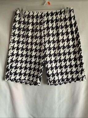 Men's Black & White Houndstooth Athletic Shorts - Lightweight Performance